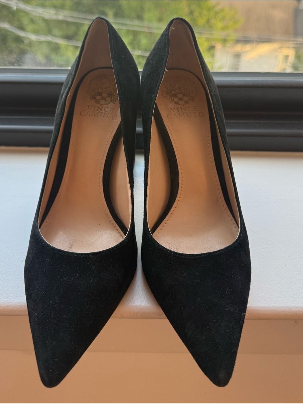 Vince Camuto Black Suede Pointed Toe Heels